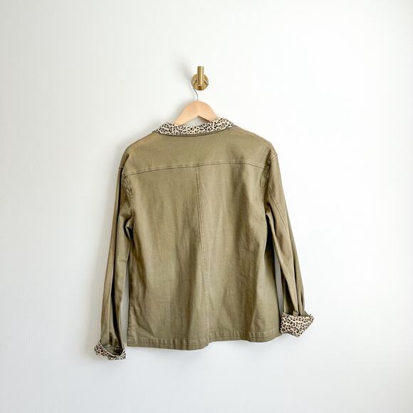 Peyton Jensen Button Front Safari Military Jacket Olive Green S - Picture 3 of 8